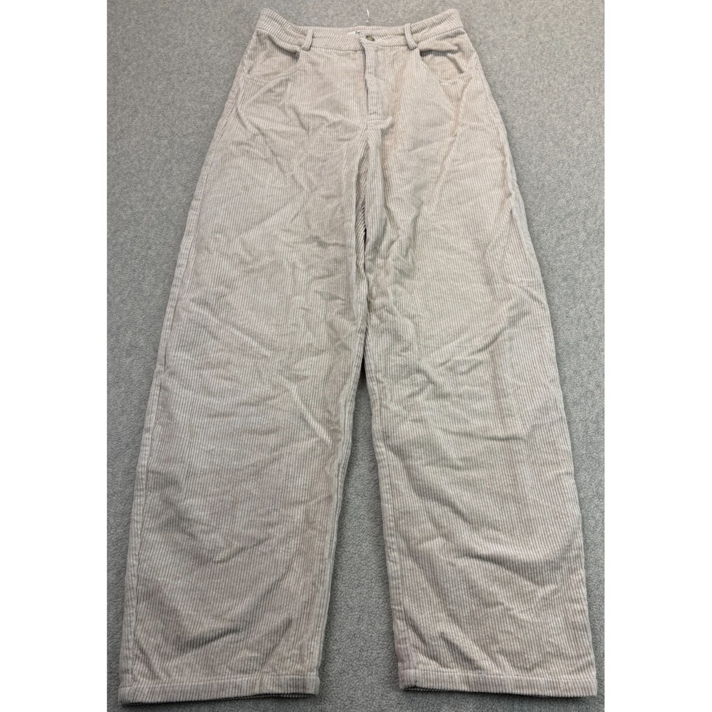 TangTown Womens Corduroy Wide Leg Pants Beige Loose Fit Baggy Comfort Warm M